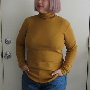 Mustard Knit Turtleneck Longsleeve Top